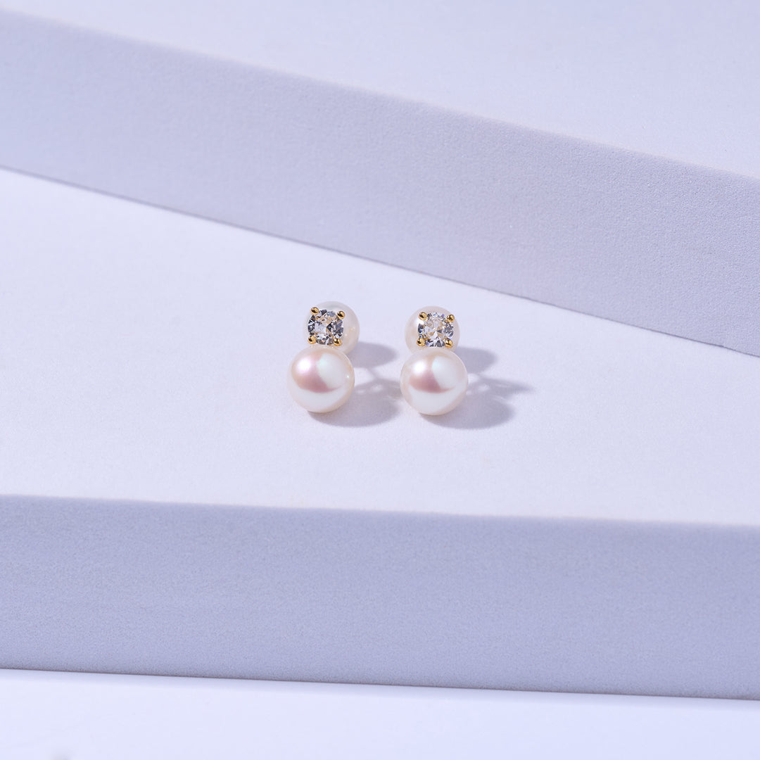 Elegant Freshwater Round Pearl Earrings WE00542 - PEARLY LUSTRE