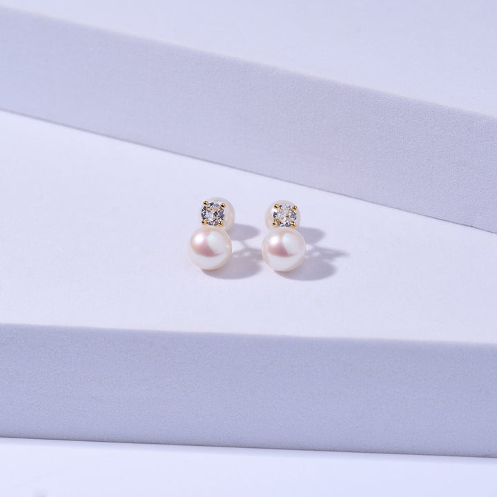 Elegant Freshwater Round Pearl Earrings WE00542 - PEARLY LUSTRE