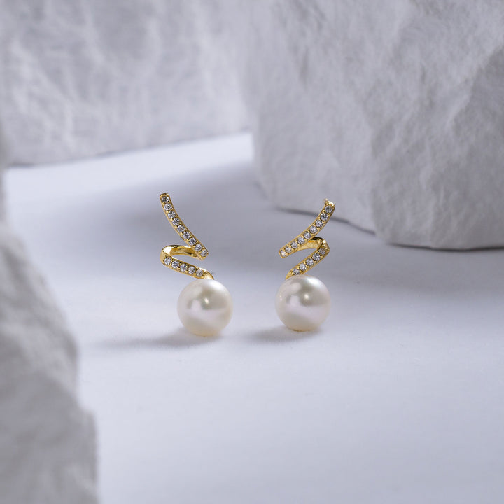 Elegant Freshwater Pearl Earrings WE00576 | S Collection - PEARLY LUSTRE