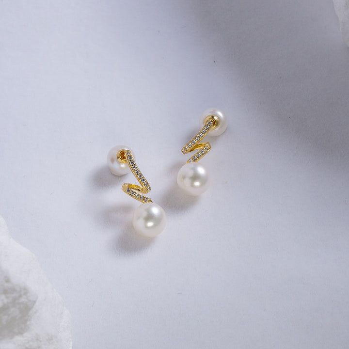 Elegant Freshwater Pearl Earrings WE00576 | S Collection - PEARLY LUSTRE