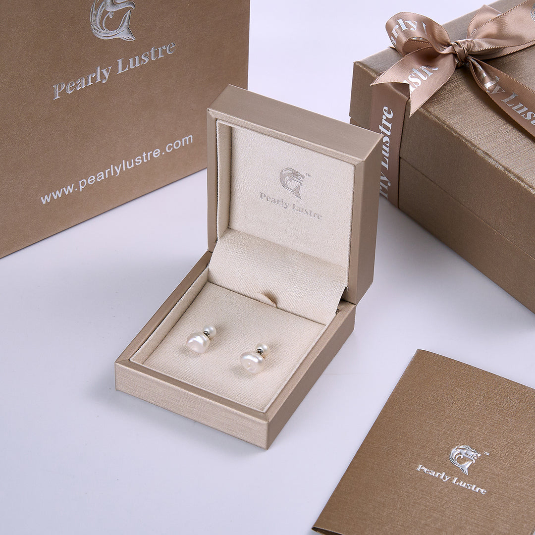 Baroque Pearl Stud Earrings WE00591 | Stone - PEARLY LUSTRE
