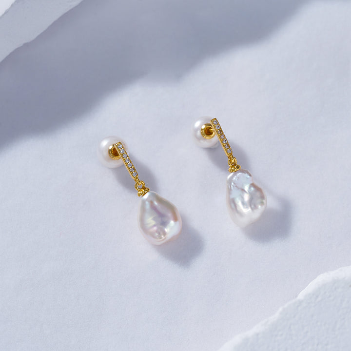 Elegant Keshi Freshwater Pearl Earrings WE00598 - PEARLY LUSTRE