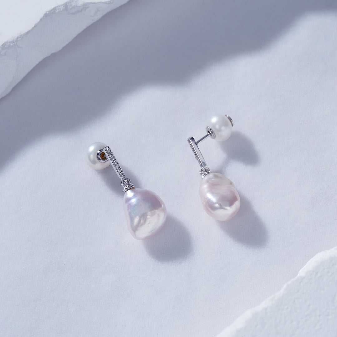 Elegant Keshi Freshwater Pearl Earrings WE00599 - PEARLY LUSTRE