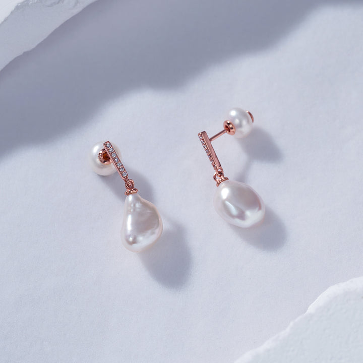 Elegant Keshi Freshwater Pearl Earrings WE00600 - PEARLY LUSTRE