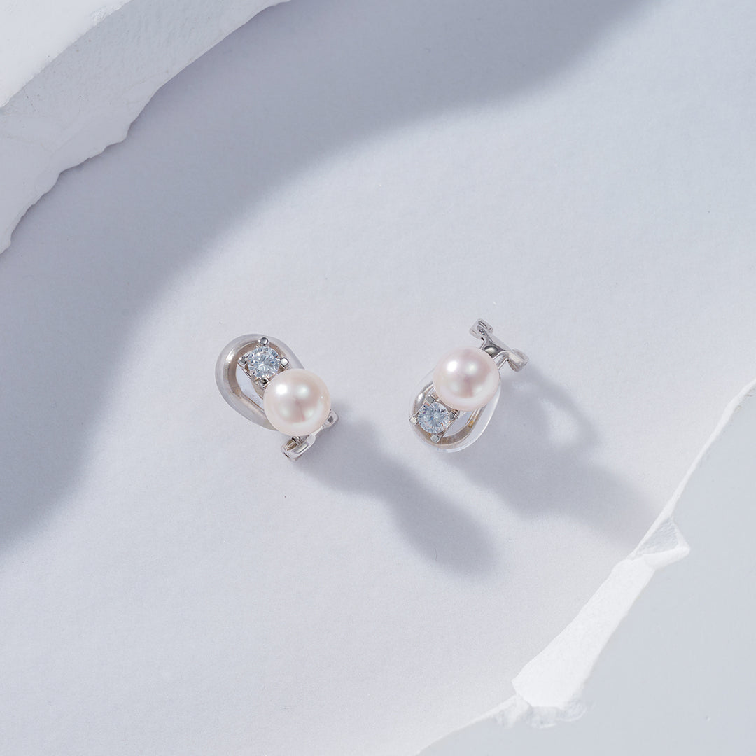 Clip-On Freshwater Pearl Earrings WE00608 - PEARLY LUSTRE