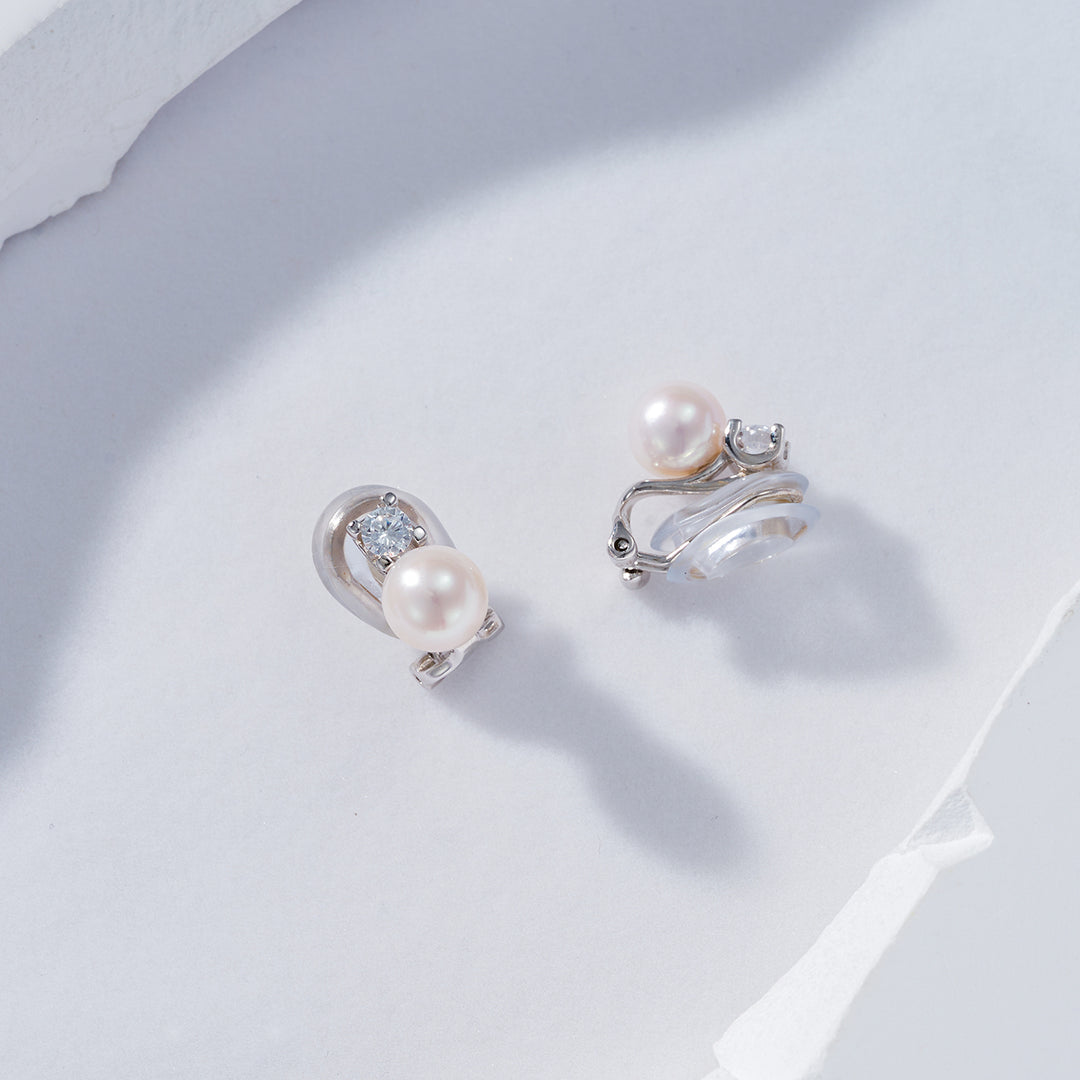 Clip-On Freshwater Pearl Earrings WE00608 - PEARLY LUSTRE
