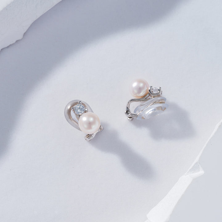 Clip-On Freshwater Pearl Earrings WE00608 - PEARLY LUSTRE