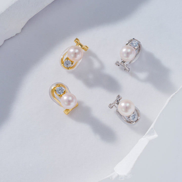 Clip-On Freshwater Pearl Earrings WE00608 - PEARLY LUSTRE