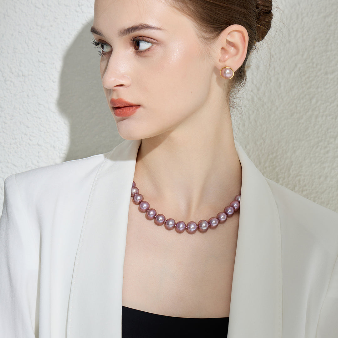 Elegant Freshwater Purple Pearl Necklace WN00194 - PEARLY LUSTRE