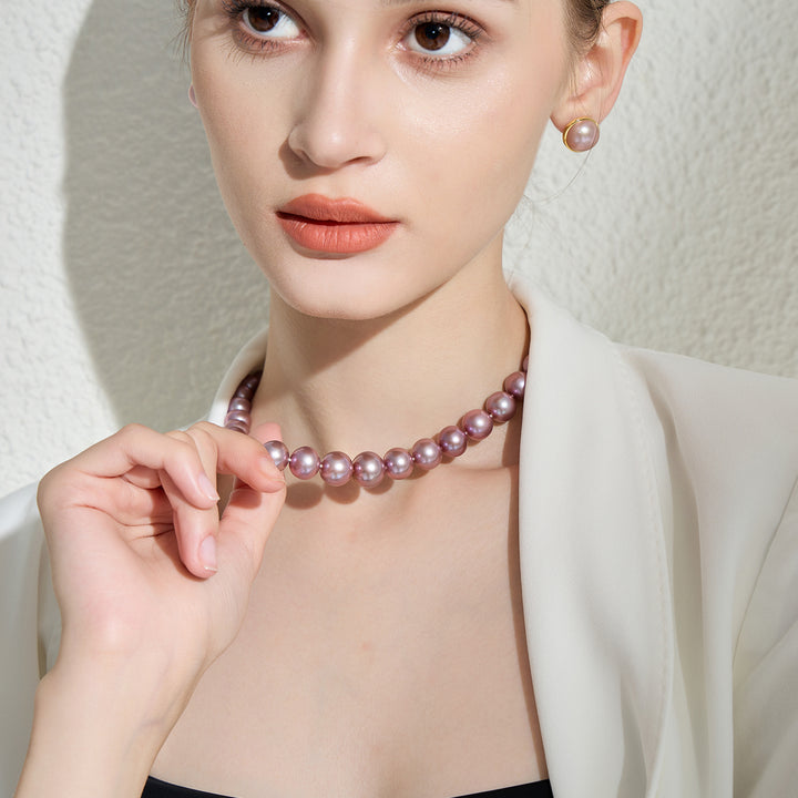Elegant Freshwater Purple Pearl Necklace WN00194 - PEARLY LUSTRE