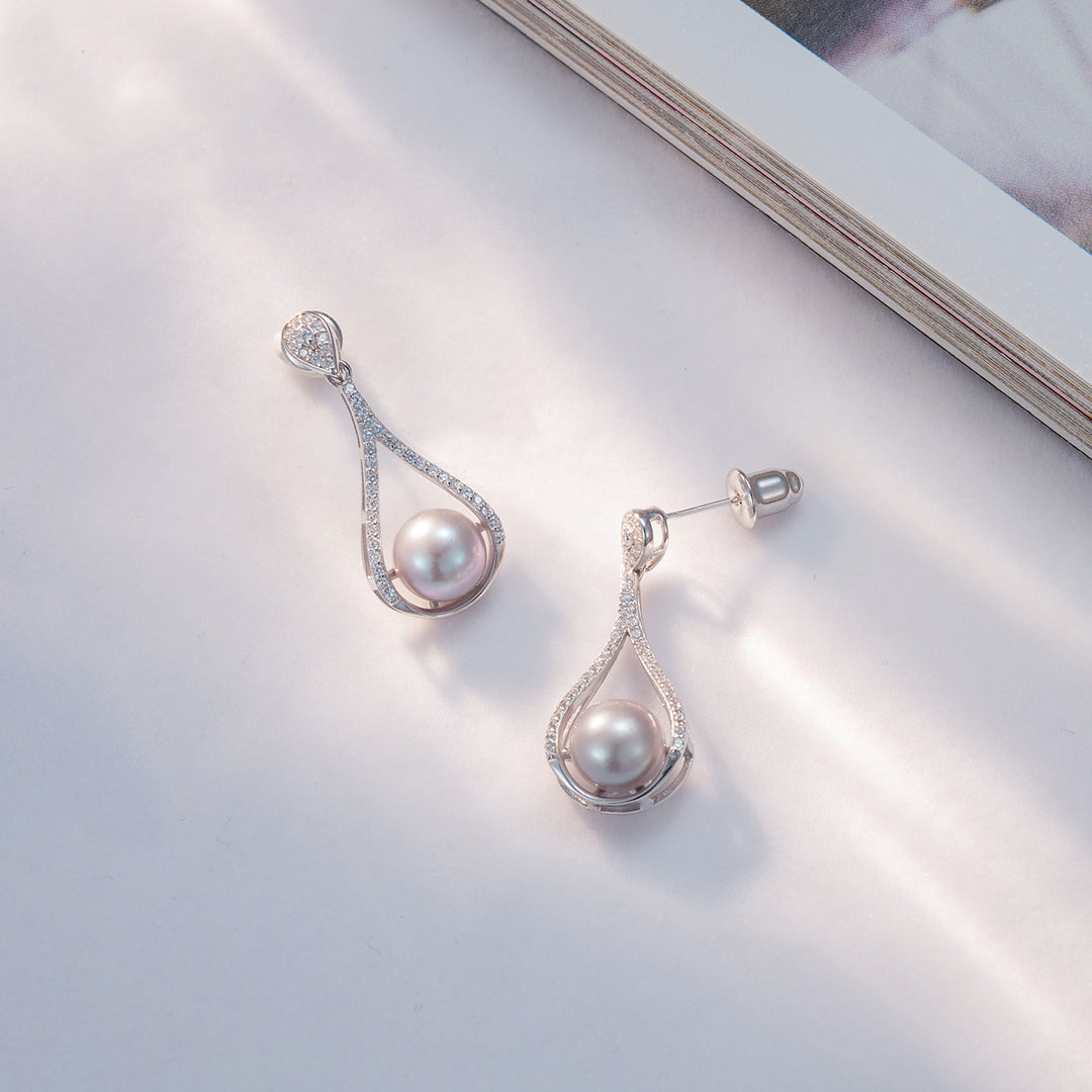 Elegant Freshwater Pearl Earrings WE00639 - PEARLY LUSTRE