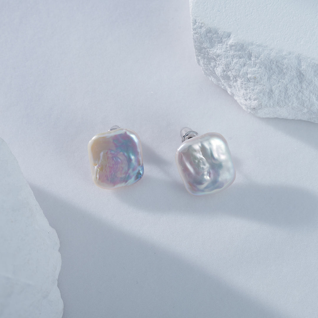 Baroque Pearl Stud Earrings WE00641 - PEARLY LUSTRE