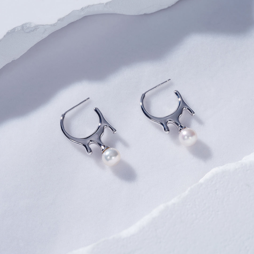 Top Grade Freshwater Pearl Earrings WE00649 | FLUID - PEARLY LUSTRE