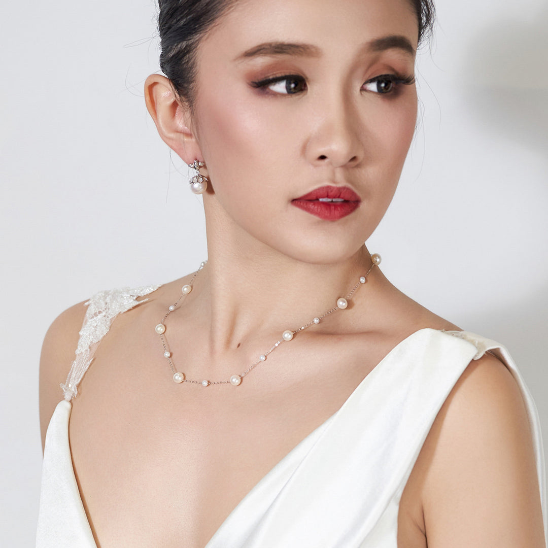18K Solid Gold Freshwater Pearl Necklace KN00165 - PEARLY LUSTRE