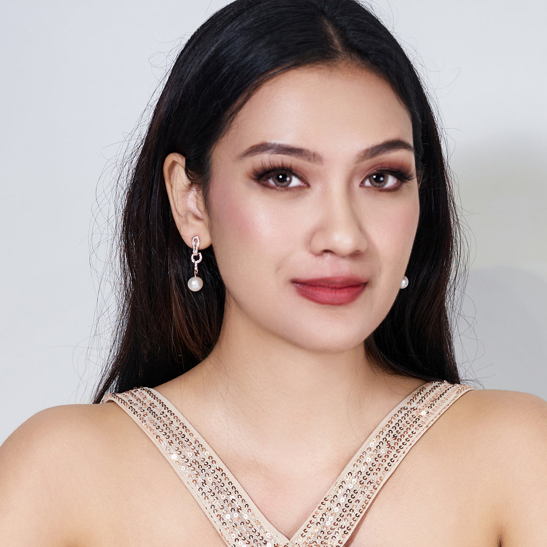 Elegant Freshwater Pearl Earrings WE00669 - PEARLY LUSTRE