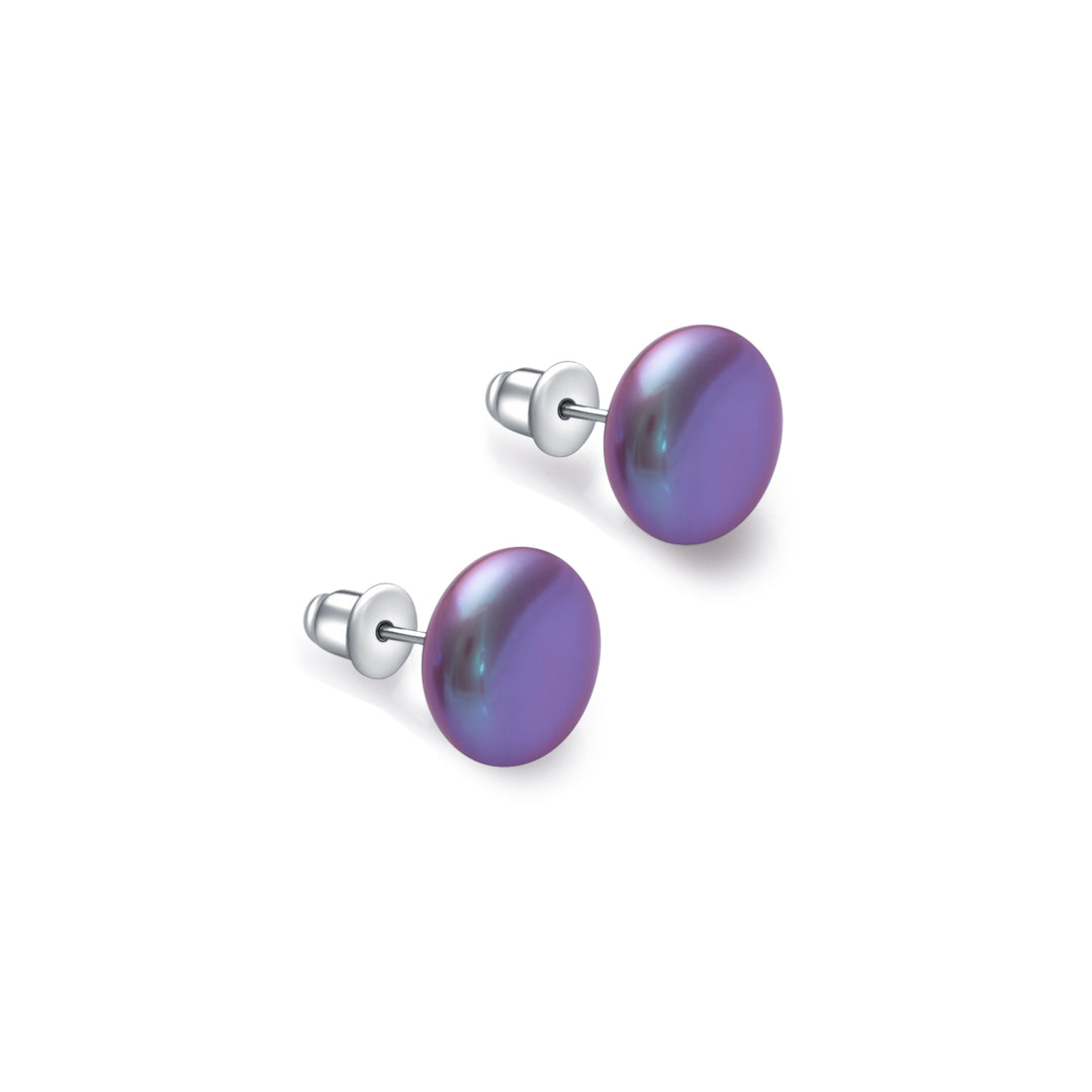 Top Lustre Button Pearl Stud Earrings WE00671 - PEARLY LUSTRE