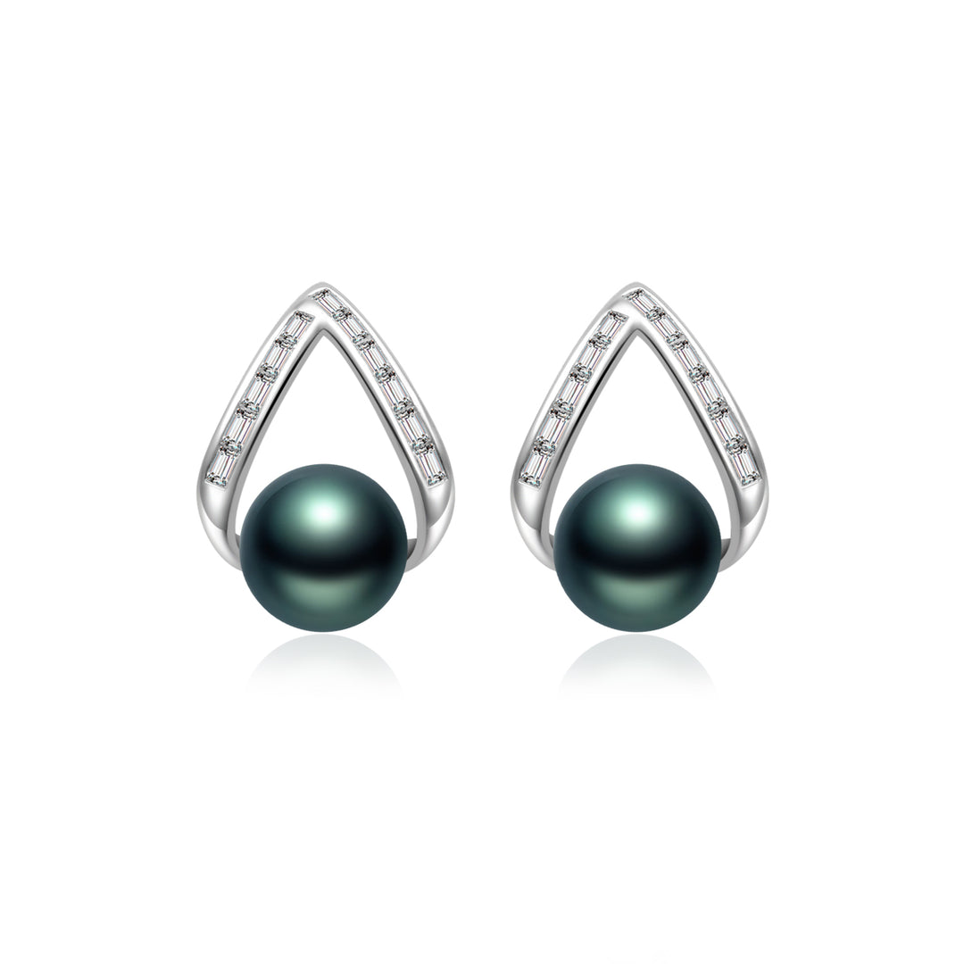 Elegant Tahitian Pearl Earrings WE00722 - PEARLY LUSTRE