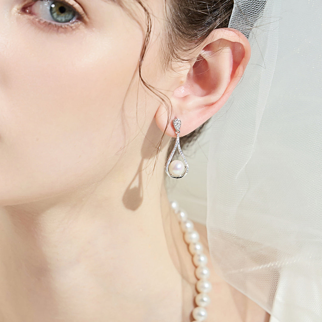 Top Grade Freshwater Pearl Earrings WE00726 - PEARLY LUSTRE