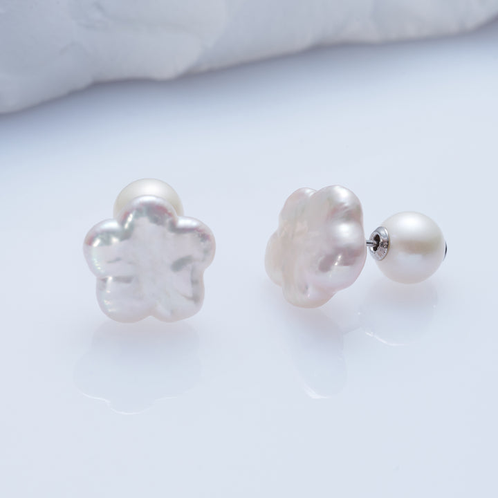 Freshwater Baroque Pearl Stud Earrings WE00813 | CLOUD - PEARLY LUSTRE