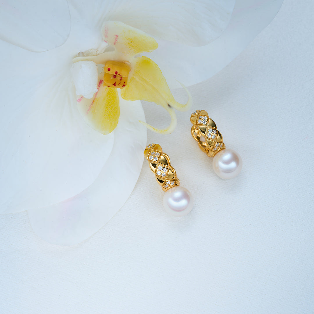Top Grade Freshwater Pearl Earrings WE00817 | Elegant - PEARLY LUSTRE