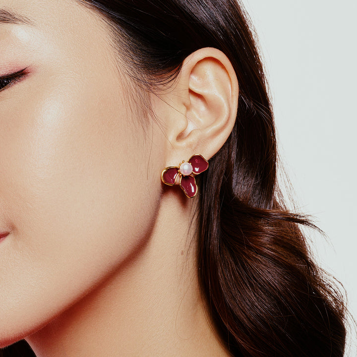 Top Grade Freshwater Pearl Earrings WE00840 | ORCHID - PEARLY LUSTRE