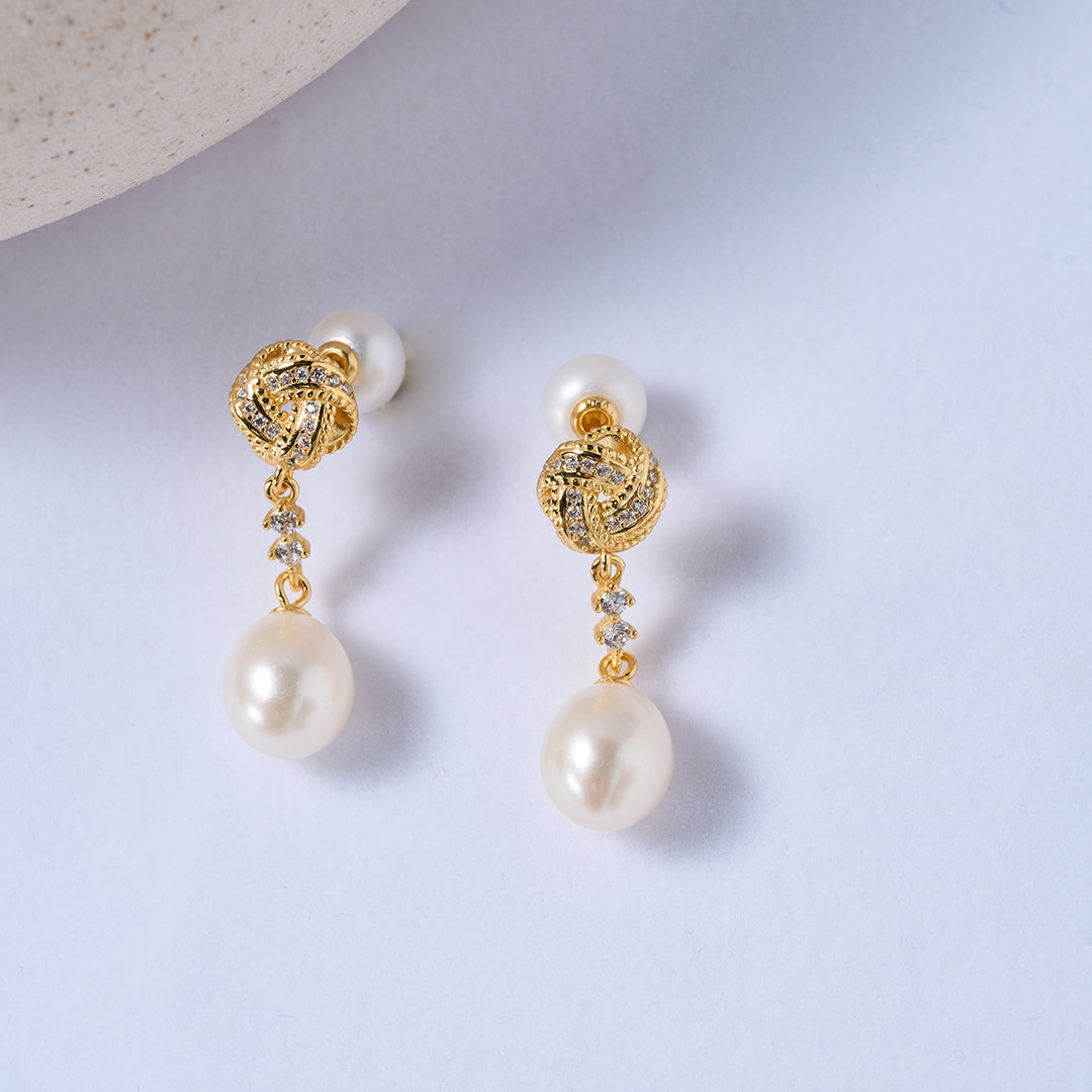 Asian Civilisations Museum Elegant Freshwater Pearl Earrings WE00845 | ACM Collection - PEARLY LUSTRE