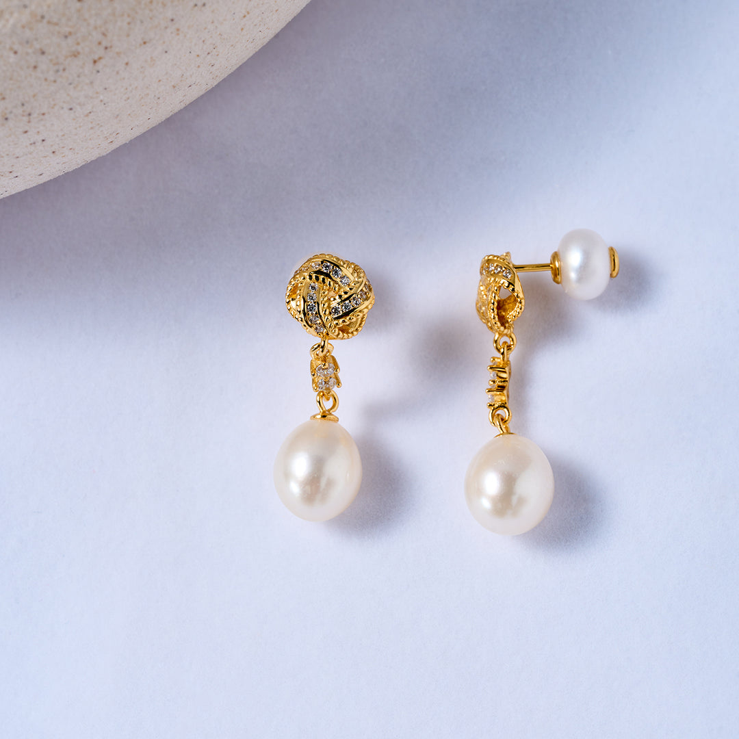 Asian Civilisations Museum Elegant Freshwater Pearl Earrings WE00845 | ACM Collection - PEARLY LUSTRE