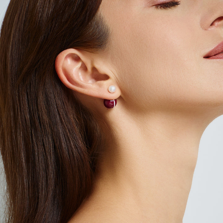 Top Grade Freshwater Pearl Earrings WE00862 | Ancora Red - PEARLY LUSTRE