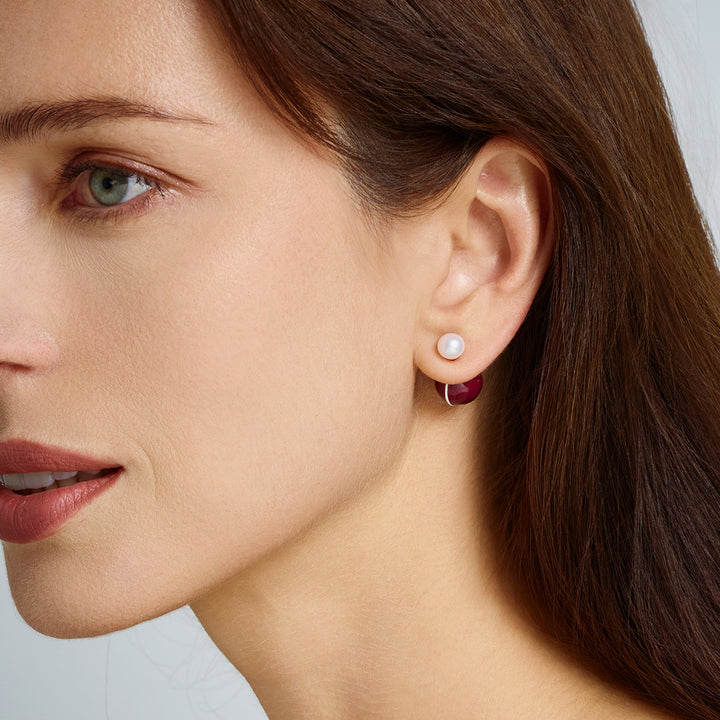 Top Grade Freshwater Pearl Earrings WE00862 | Ancora Red - PEARLY LUSTRE