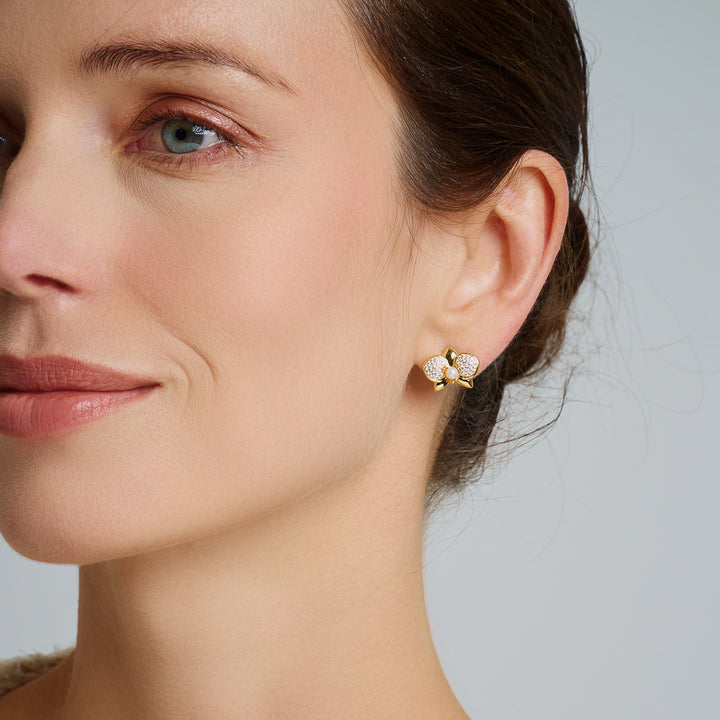 18K Solid Gold Diamond Akoya Hanadama Pearl Earrings KE00224 - PEARLY LUSTRE