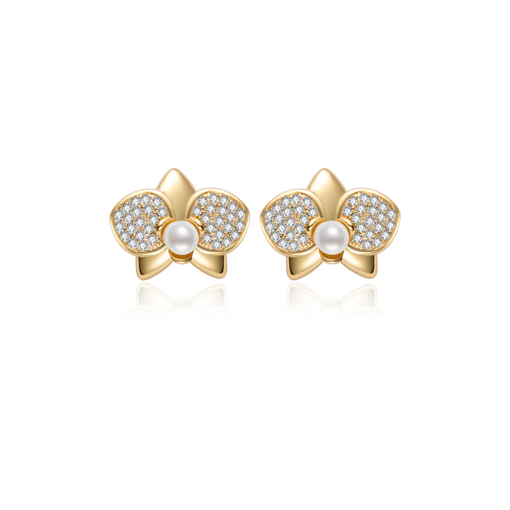 18K Solid Gold Diamond Akoya Hanadama Pearl Earrings KE00224 - PEARLY LUSTRE