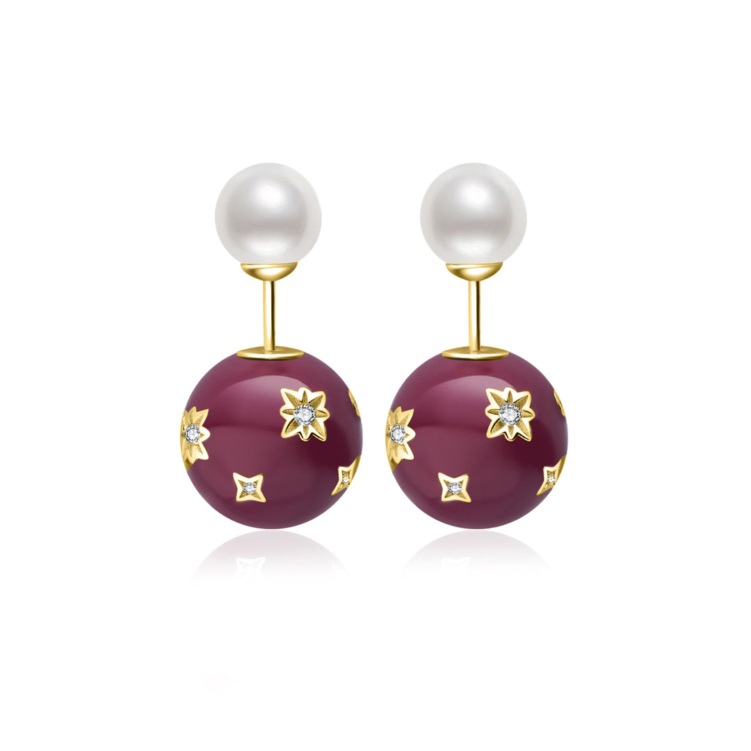 Top Grade Freshwater Pearl Earrings WE00859 | Ancora Red - PEARLY LUSTRE