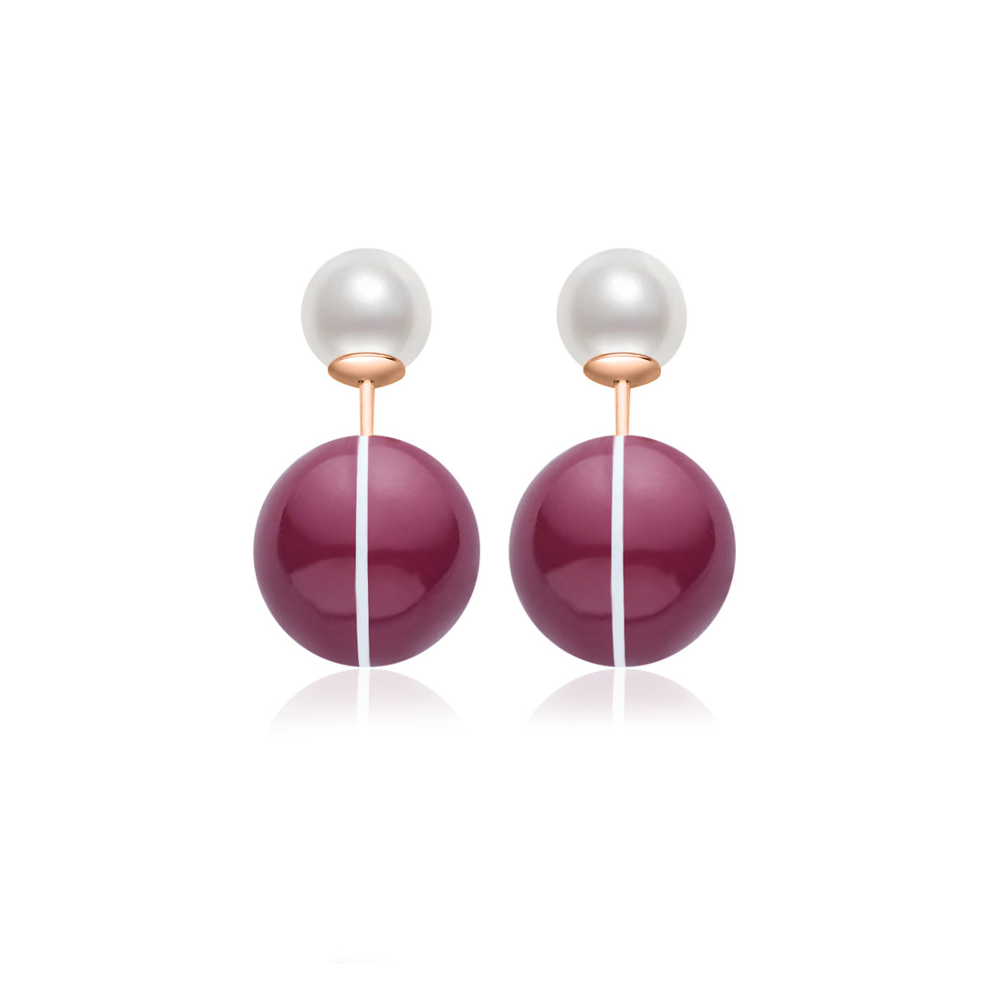 Top Grade Freshwater Pearl Earrings WE00862 | Ancora Red - PEARLY LUSTRE