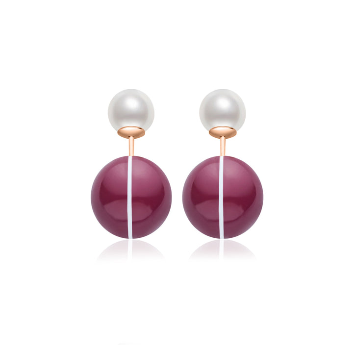 Top Grade Freshwater Pearl Earrings WE00862 | Ancora Red - PEARLY LUSTRE