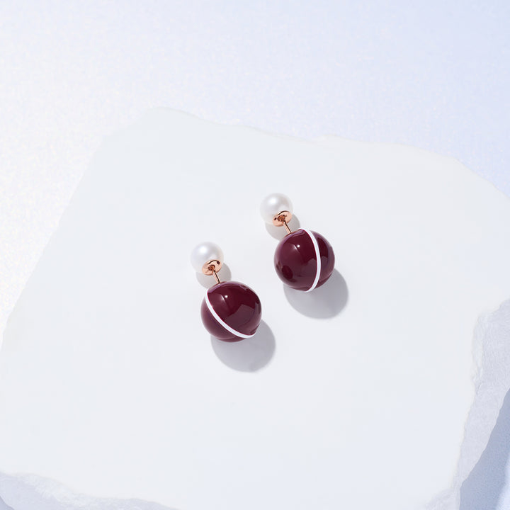 Top Grade Freshwater Pearl Earrings WE00862 | Ancora Red - PEARLY LUSTRE