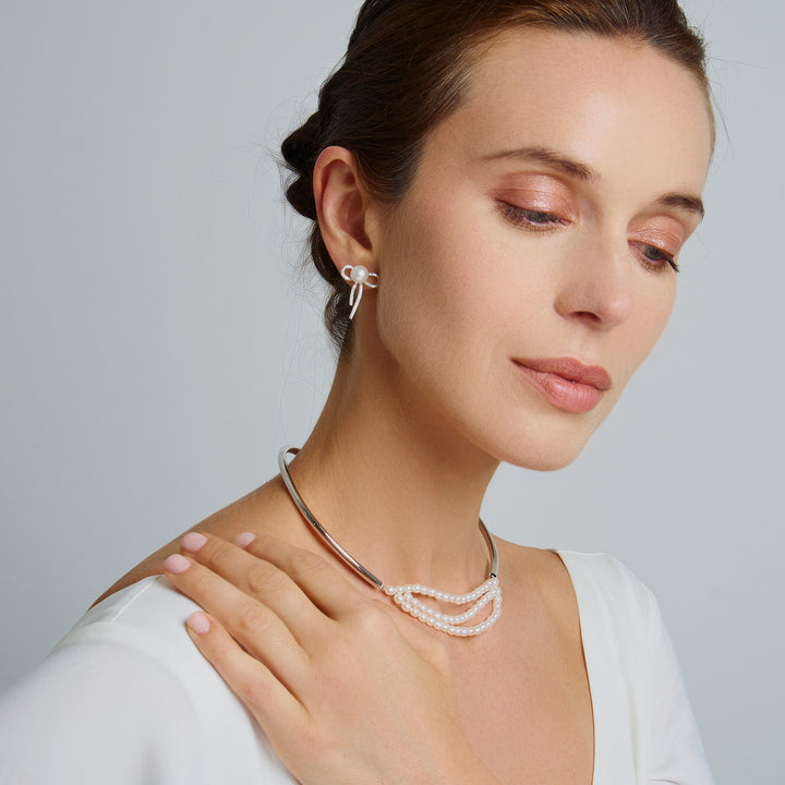 Top Grade Freshwater Pearl Earrings WE00869 | RIBBON - PEARLY LUSTRE