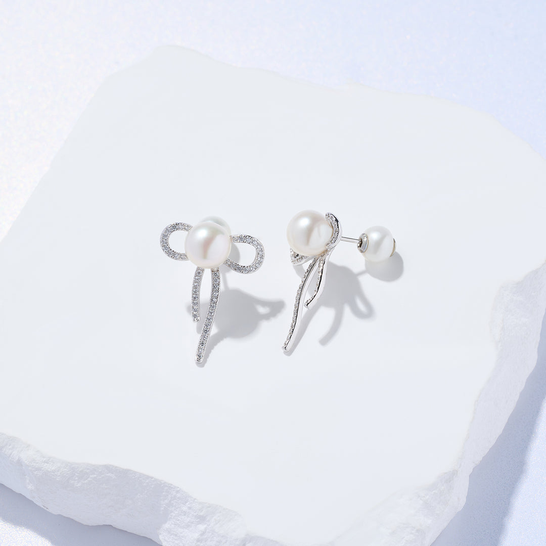 Top Grade Freshwater Pearl Earrings WE00869 | RIBBON - PEARLY LUSTRE