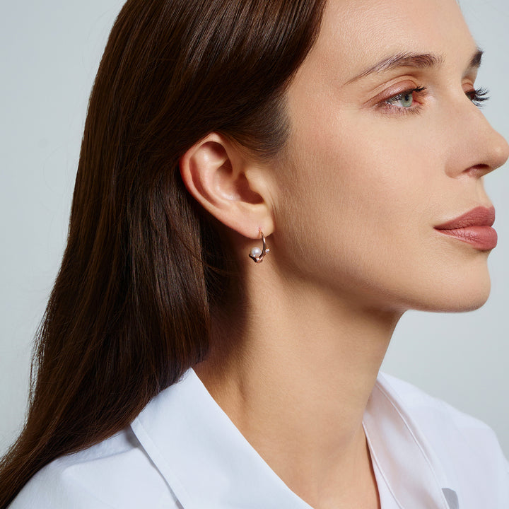 Top Grade Freshwater Pearl Earring WE00888 | ROSE - PEARLY LUSTRE