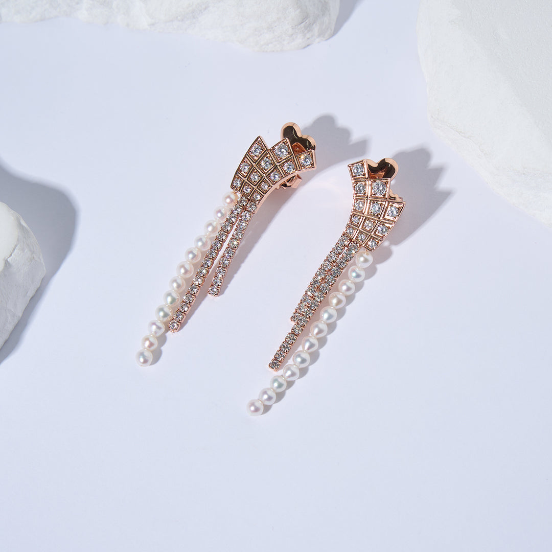 Top Grade Freshwater Pearl Earring WE00905 | WATERFALL - PEARLY LUSTRE