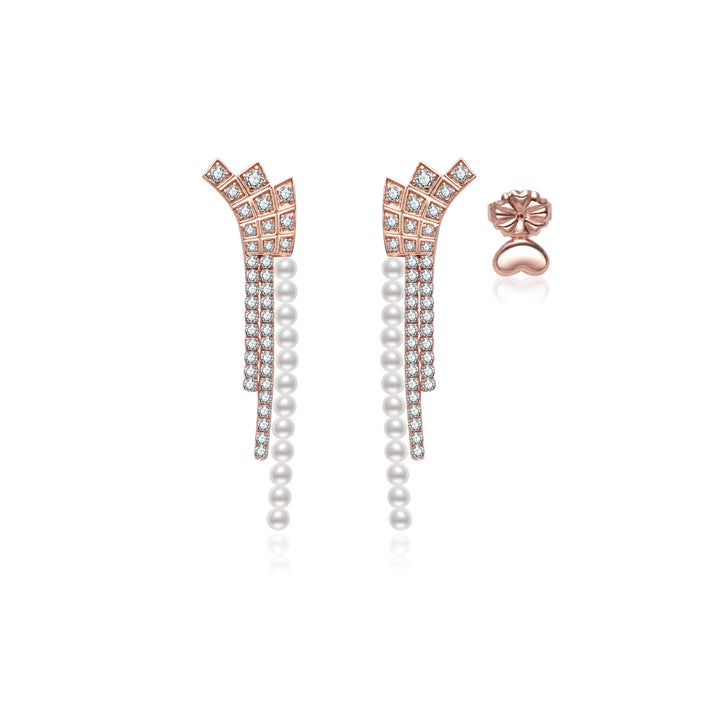 Top Grade Freshwater Pearl Earring WE00905 | WATERFALL - PEARLY LUSTRE