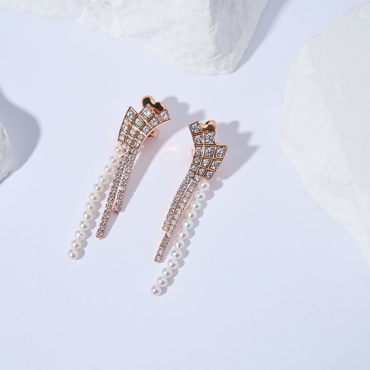 Top Grade Freshwater Pearl Earring WE00905 | WATERFALL - PEARLY LUSTRE