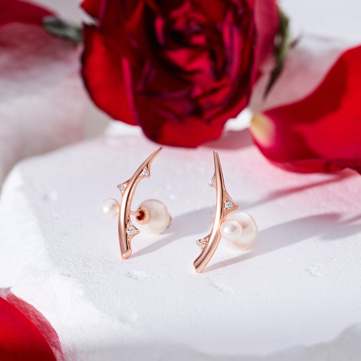 Top Grade Freshwater Pearl Earring WE00909 | ROSE - PEARLY LUSTRE