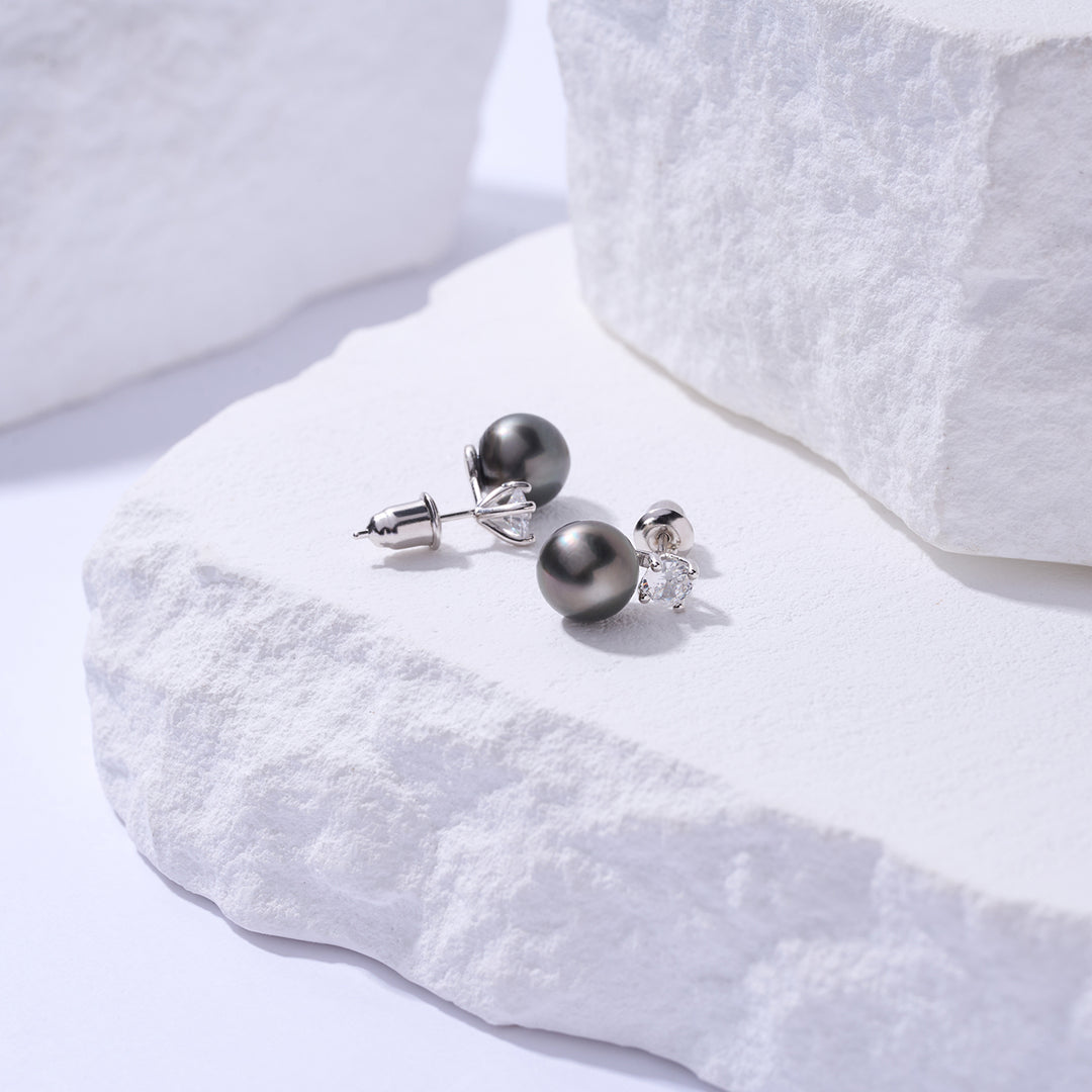 Tahitian Pearl Necklace & Earrings Set WS00131 - PEARLY LUSTRE