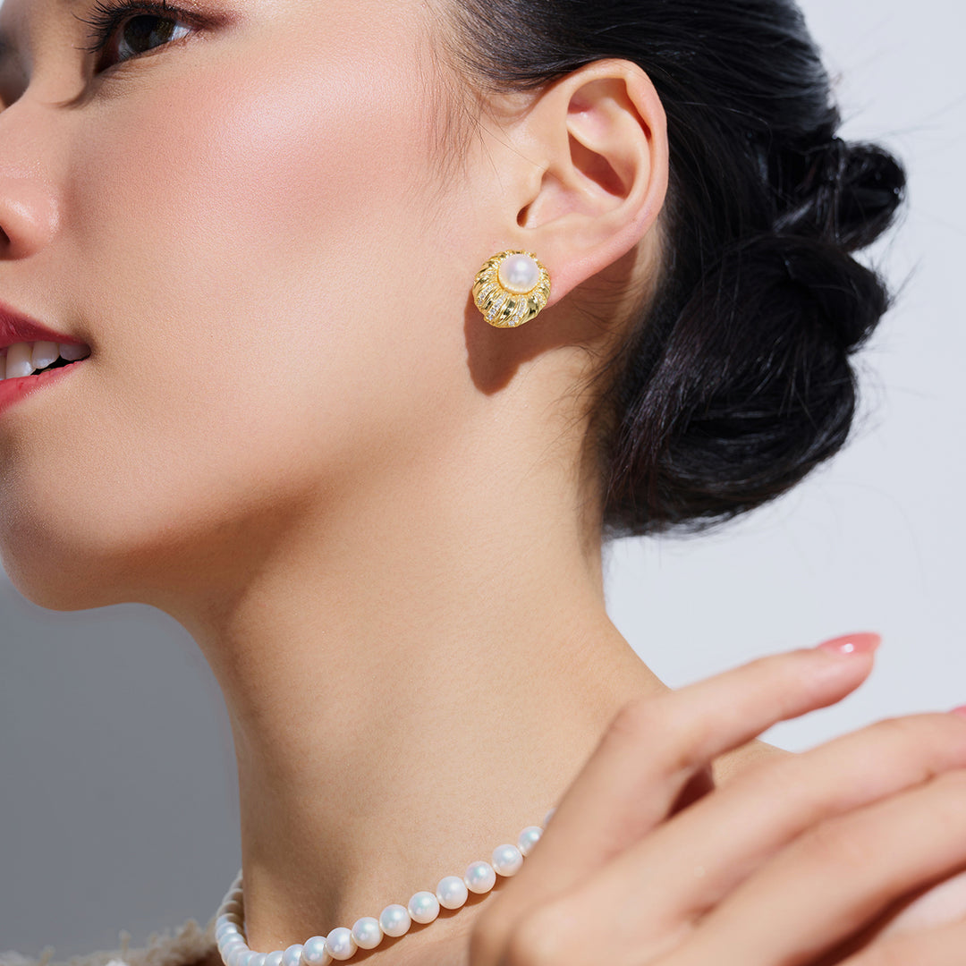Asian Civilisations Museum Freshwater Pearl Earrings WE00932 | ACM Collection - PEARLY LUSTRE