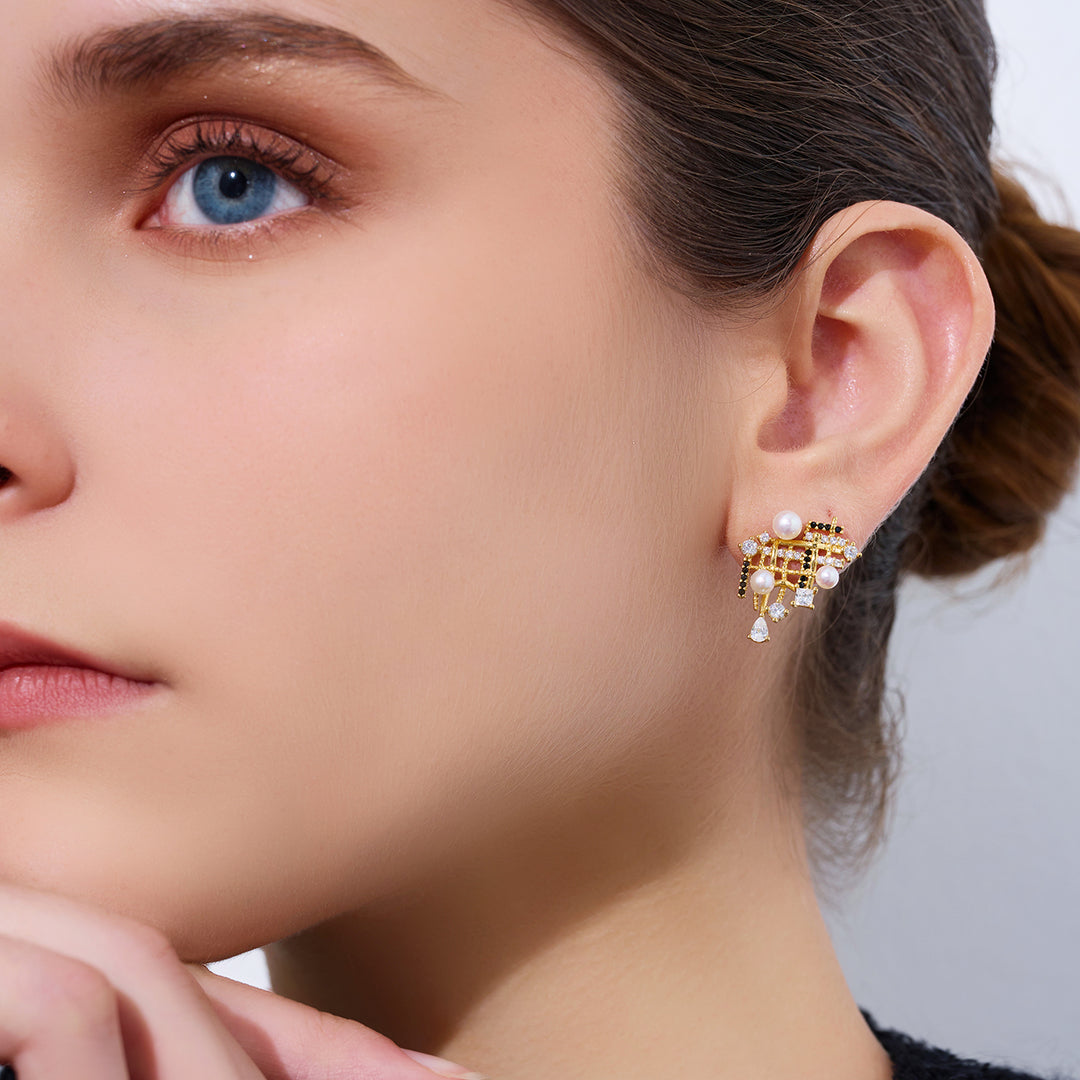 Top Grade Freshwater Pearl Earrings WE00945 | TWEED - PEARLY LUSTRE
