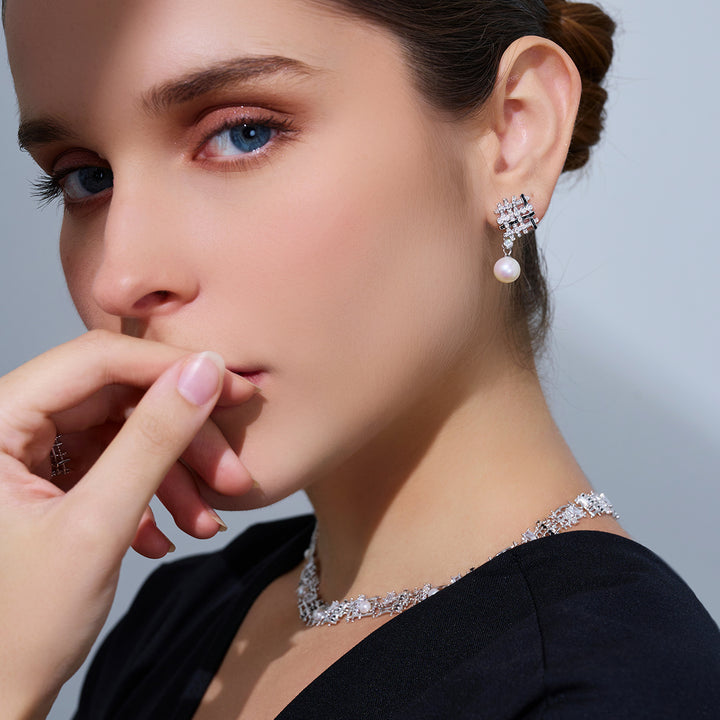 Top Grade Freshwater Pearl Earrings WE00948 | TWEED - PEARLY LUSTRE