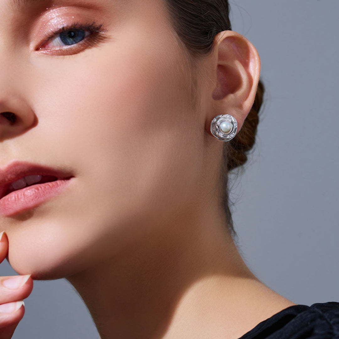 Top Grade Freshwater Pearl Earring WE00951 | ROSE - PEARLY LUSTRE