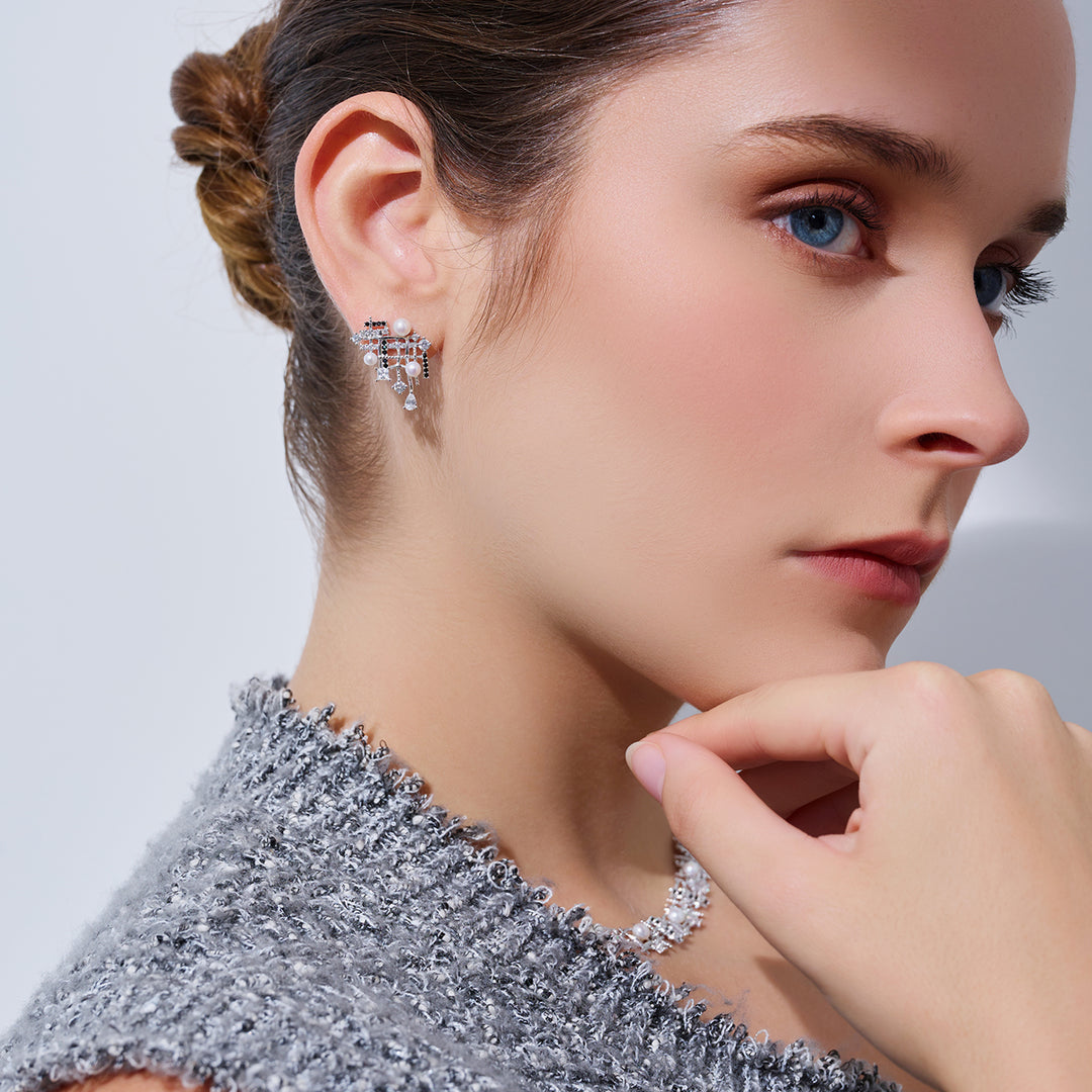 Top Grade Freshwater Pearl Earrings WE00958 | TWEED - PEARLY LUSTRE