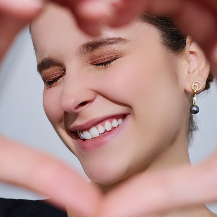 Tahitian Pearl Earrings WE00964 | LOVE - PEARLY LUSTRE