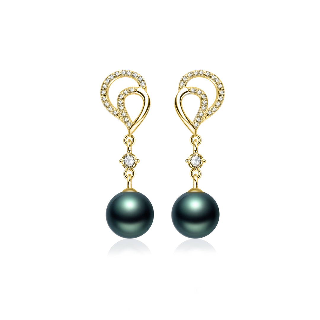 Tahitian Pearl Earrings WE00964 | LOVE - PEARLY LUSTRE
